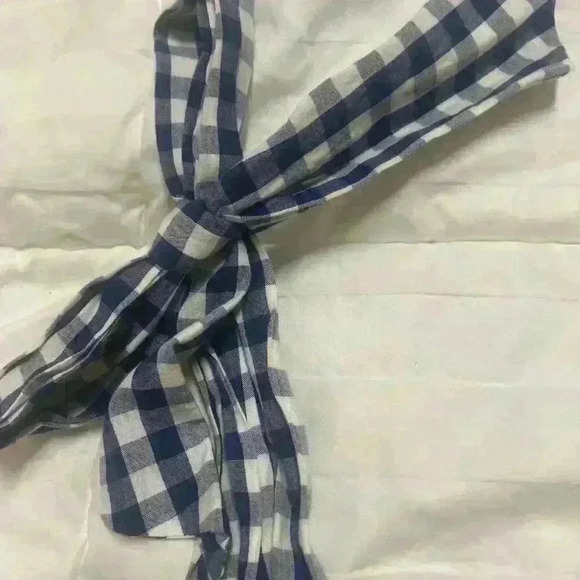 THML Multi Colored Tassel Cream Tank Blue Gingham Ribbon Ties size Small - Picture 4 of 10